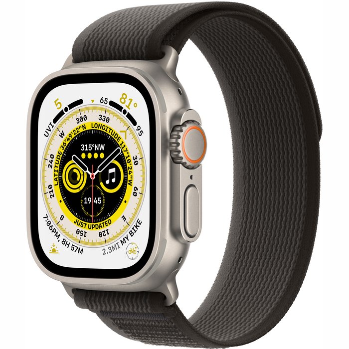 Viedpulkstenis Apple Watch Ultra GPS + Cellular 49mm Titanium Case with Black/Gray Trail Loop - S/M [Mazlietots]
